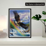 SKRYUIE 5D Diamond Painting Rainbow Snow Mountain Eagle Full Drill by Number Kits, DIY Rhinestone Pasted Paint with Diamond Set Arts Craft Decorations (12x16inch) SKRYUIE