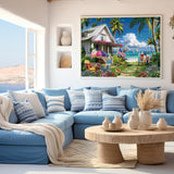 Beach House Puzzles Summer Puzzle 1000 Piece for Adults, Seaside Retreat Jigsaw Puzzles Ocean Puzzles, Seashore House Puzzle Challenging Jigsaw Puzzles As Home Decor BBOLDIN