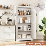 Pantry Cabinet,68'' Kitchen Pantry Storage Cabinet with 4 Doors and Adjustable Shelves, Farmhouse Tall Food Large Wood Pantry Storage Furniture for Kitchen Dining Room,White Jocoevol