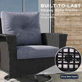 LayinSun 10 Piece Wicker Patio Furniture Set with Fire Pit Table, Classis Outdoor Conversation 360 Degree Swivel Chairs Set with Coffee Table LayinSun