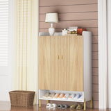 Tribesigns Shoe Cabinet Storage Entryway: 6-Tier Shoe Organizer Cabinet with Adjustable Shelves, Freestanding Wood Shoe Rack with Doors for Entryway, Hallway, Living Room, White & Wood Tribesigns