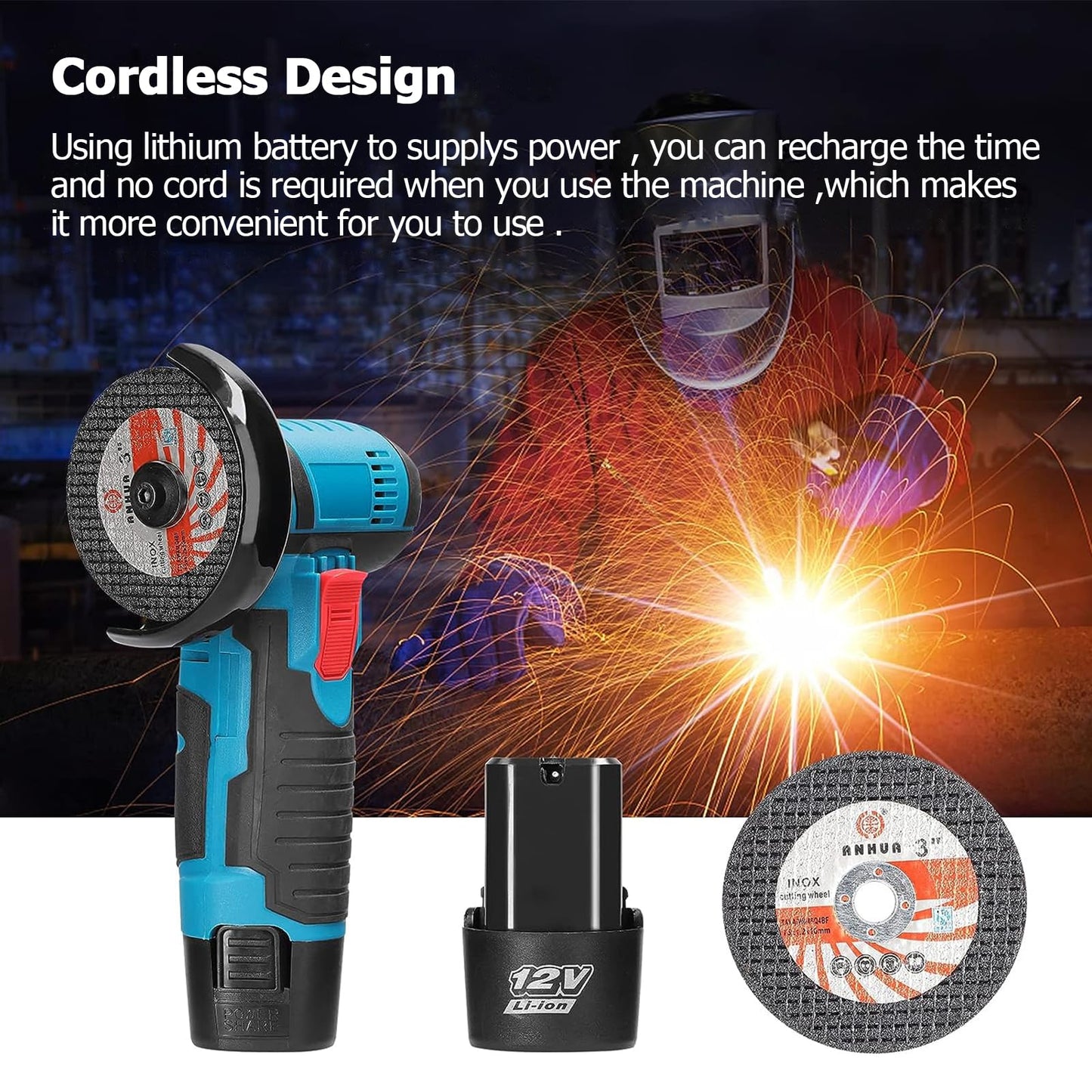 Jadeshay Angle Grinder Tool, 3 Inch HighSpeed Cut Off Tool, 19500RPM