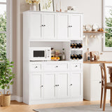 BOTLOG 72" Tall Kitchen Pantry Storage Cabinet with Wine Rack, Large Pantry Cabinet with Microwave Stand, Modern Kitchen Hutch Food Pantry Cabinet for Kitchen, Dining Room, White BOTLOG