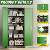 Greenvelly Metal Garage Storage Cabinet,72" Steel Locking Garage Storage Cabinet with Doors and Shelves,Metal Office Storage Cabinet for Home,School,Garage(Black Green 36" W x18 D) Greenvelly