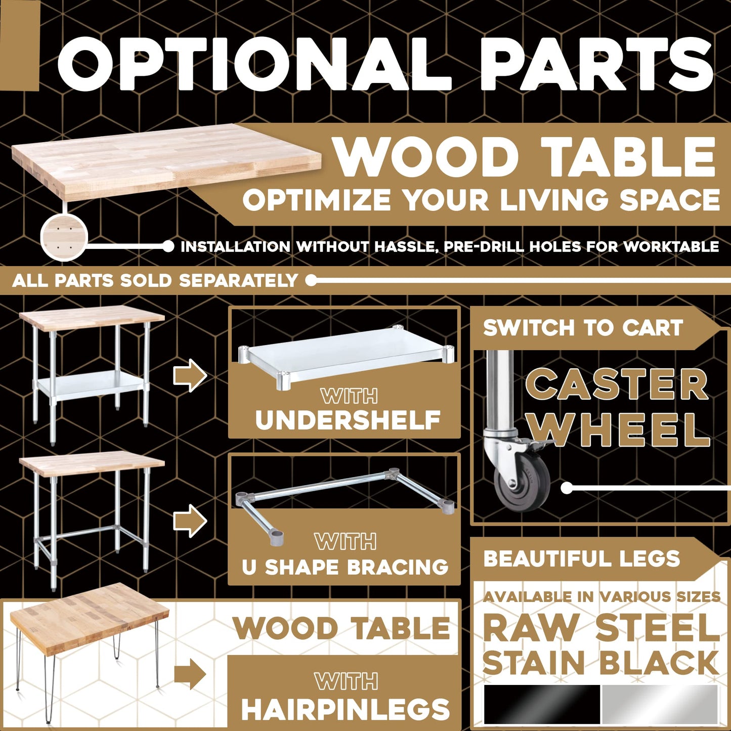 DuraSteel Maple Butcher Block Countertop - 24 x 60 Wooden Workbench Top - Natural Work Table Top for Cabinet, Coffee Table, Desk, Bar Table - Optional Base Leg Units - WoodArtSupply