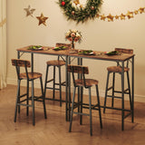 MAHANCRIS 63-Inch Rustic Brown Narrow Bar Table - Versatile Dining & Counter Height Console Table MAHANCRIS