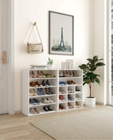 HAIOOU 6 Tier White Shoe Rack, 24 Inches Stackable Wooden Shoe Shelf Organizer Free Standing Shoe Storage Stand with One Movable Storage Shelf for 10-15 Pairs, Perfect for Entryway, Hallway, Closet HAIOOU