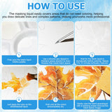 WANJAO Masking Fluid for Watercolor Painting, Liquid Masking Tape with Silicone Pens Cleaning Brush for Painting Fast Drying Easy Peel Use to Art Watercolor Supplies Retouching Covering, 30ml White WANJAO