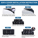 uxcell Stretch Sofa Cover Printed Couch Slipcover for Sofas Loveseat Armchair Living Room Universal Furniture with One Pillowcase (Black White Branches, Large) uxcell