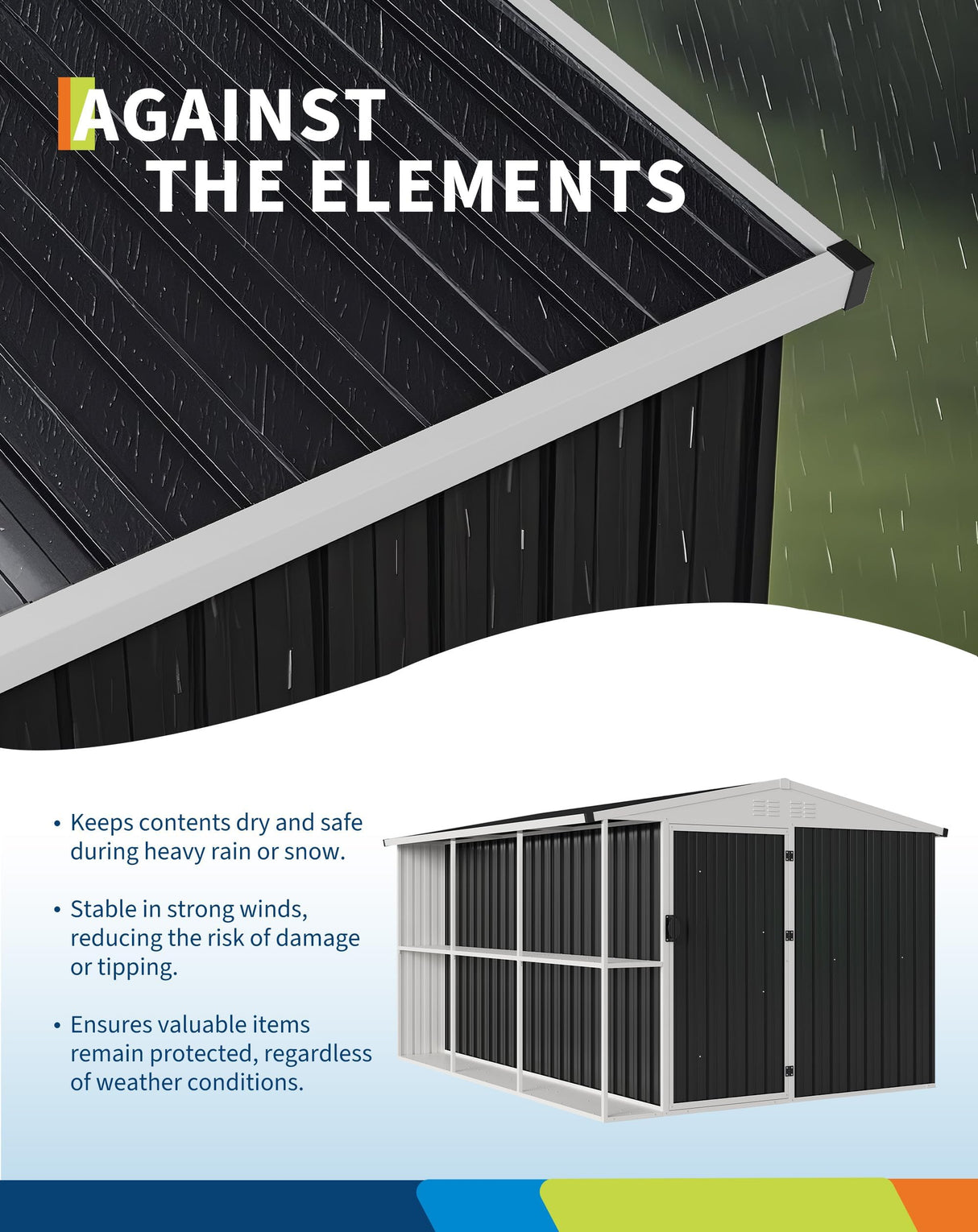 10 X 8 Metal Storage Shed with Rack, Large Outdoor Tool Utility Shed with Shelves, Garden Shed for Yard Outside Use Curtainboro