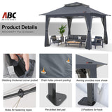 ABCCANOPY 13x13 Pop Up Gazebo, Outdoor Canopy Tent, Instant Screened Shelter with Mosquito Netting for Patio, Garden, Backyard, Party, Camping (Dark Gray) ABCCANOPY