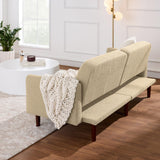 Best Choice Products 77" Mid Century Modern Boucle Loveseat Sofa, Couch, Convertible Sofa Sleeper Bed w/Real Wood, Removable Armrest - Oatmeal Best Choice Products