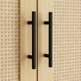 Homsee 6-Door Wardrobe Armoire Closet, Large Bedroom Cabinet Armoire with Rattan Doors, 2 Drawers, Hanging Bars & 7 Shelves, Light Brown Homsee