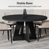 Tribesigns 47-Inch Round Conference Table for 4-6 People, Wooden Meeting Room Table with Thicken Tabletop and Wood Base, Modern Meeting Training Desk for Conference Room Seminar Room (Black) Tribesigns