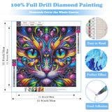Cat Diamond Art Kits for Adults, 5D Cat Diamond Painting Kits, Animal Dimond Art Paintings Kit, Diamond Dot, Gem Painting Kit, Crafts for Adults, Crystal Art, Home Wall Decor Gifts (14x14inch) Rekxtmo