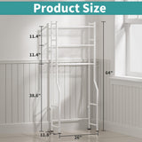 AriseWork 3-Tier Over The Toilet Storage with Paper Holder, Metal Bathroom Organizers and Storage for Small Space, Freestanding Bathroom Shelves with 4 Hooks, Above The Toilet Storage Shelf, White AriseWork