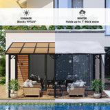 TLSUNNY 14' X 10' Gazebo for Patio with Sloped Roof, Large Wall-Mounted Heavy Duty Patio Awning, Hardtop Outdoor Aluminum Pergola, Metal Frame, for Backyard, Porch, Deck, Lawn TLSUNNY