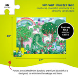 Crocodile Creek 36-Piece Jigsaw Floor Puzzle - Fun Floor Puzzles for Kids Ages 3-5 - Heavy-Duty Shaped Box for Storage - Unicorn Dreams - 27" W x 20" H Finished Crocodile Creek