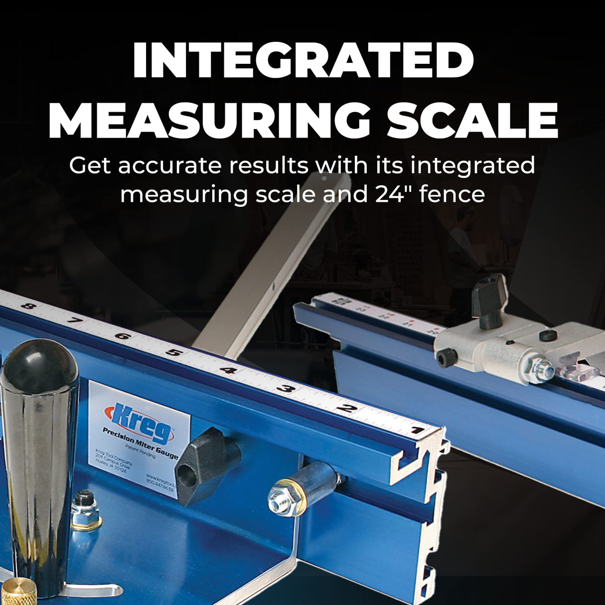 Kreg KMS7102 Table Saw Precision Miter Gauge System - Factory Calibrated - With Miter Gauge Fence & Bar - Miter Gauge for Table Saw KREG
