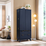 OKD 72" Pantry Cabinet, Fluted Modern Kitchen Hutch, Tall Storage Cabinet with 10 Door Shelves & 2 Drawers, Wood Cupboard for Kitchen & Living Room, Dark Grey OKD