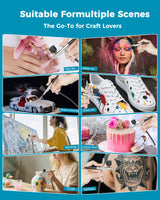 Airbrush Kit with Air Compressor, 50 PSI High Pressure Air Brush with 0.2/0.3/0.5mm Nozzle/Cleaning Sets, Ideal for Modeling, Painting, Nails, Makeup & Cake Decorating KFM