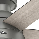 Hunter 59270 Anslee Indoor Low Profile Ceiling Fan with LED Light and Pull Chain Control, 46", Matte Silver Finish Hunter