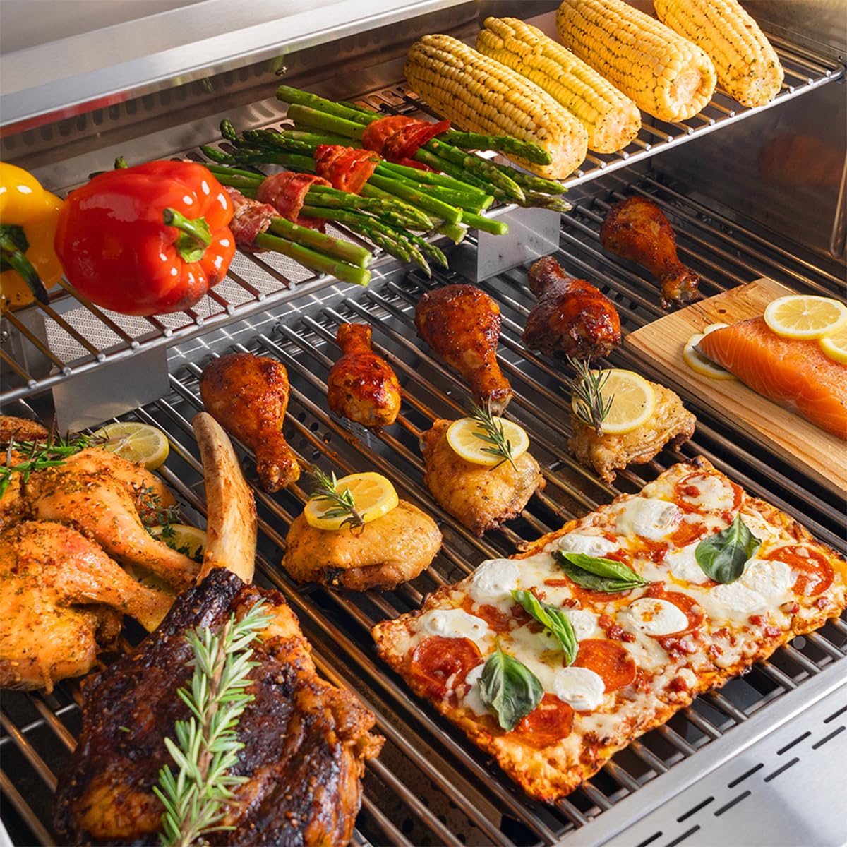 Spire Premium Grill built-in head, 5-Burner with Rear Burner Propane Grill, Convertible to Natural Gas, 30 inches Built In 3050R Island Grill Head, Stainless Steel, BBQ Grill Island Spire