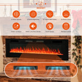 GREEN PARTY 72" Electric Fireplace Recessed/Wall Mounted Ultrathin 3.2" Fireplace Heater, Low Noise Linear Fireplace with Remote Control/Touch Screen, 8hrs Timer, Adjustable Flame & Bed Colors & Speed GREEN PARTY