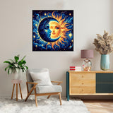 Framed Paint by Numbers Kit for Adults Beginners & Kids Ages 8-12, Sun and Moon Acrylic Easy Paint by Number with Frame, Watercolor Painting by Number Kits on Canvas Framed (8 * 8 Inch, without Easel) Axquilon