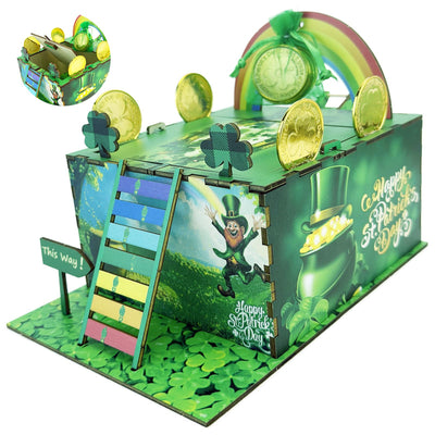 Vecacosic Leprechaun Trap Kit for Kids, Wood DIY How to Catch A Leprechaun Kit St Patricks Day Leprechaun Trap Decorations, Funny Leprechaun Trap Kit Supplies Toys Crafts Gift (A)