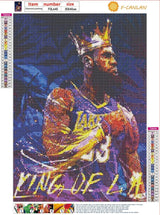F-CANLAN Round Full Drill Diamond Painting Kit, 5D DIY Basketball King Diamond Painting with Gem Basketball Enthusiast Diamond Dots Arts Crafts Set for Adult Children Room Decor (12X16 inches) F-CANLAN