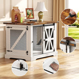 VOPEAK Farmhouse Dog Crate Furniture, Heavy Duty Large Dog Crate for Medium Large Dogs, XL Dog Crate Dog Kennel Indoor with Double Doors, Chew Resistant End Table for Bedroom Living Room, White VOPEAK