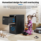 BYNSOE 2 Drawer File Cabinet with Lock Metal Vertical Filing Storage Cabinet Office Home Steel Vertical File Cabinets for A4 Legal/Letter Size Narrow File Cabinet Locked,Assembly Required BYNSOE
