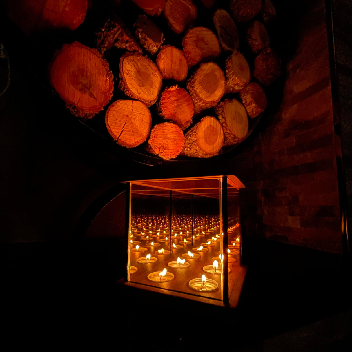 Infinity Mirror Tea Light Holder, Glass Hurricane Candle Holder, Wood Candle Night Lights, Infinity Cube Unique Tea Light Holder, Table Decor, Wedding Gift, Bedroom Night Light, Rustic Home Decor Ashel Art