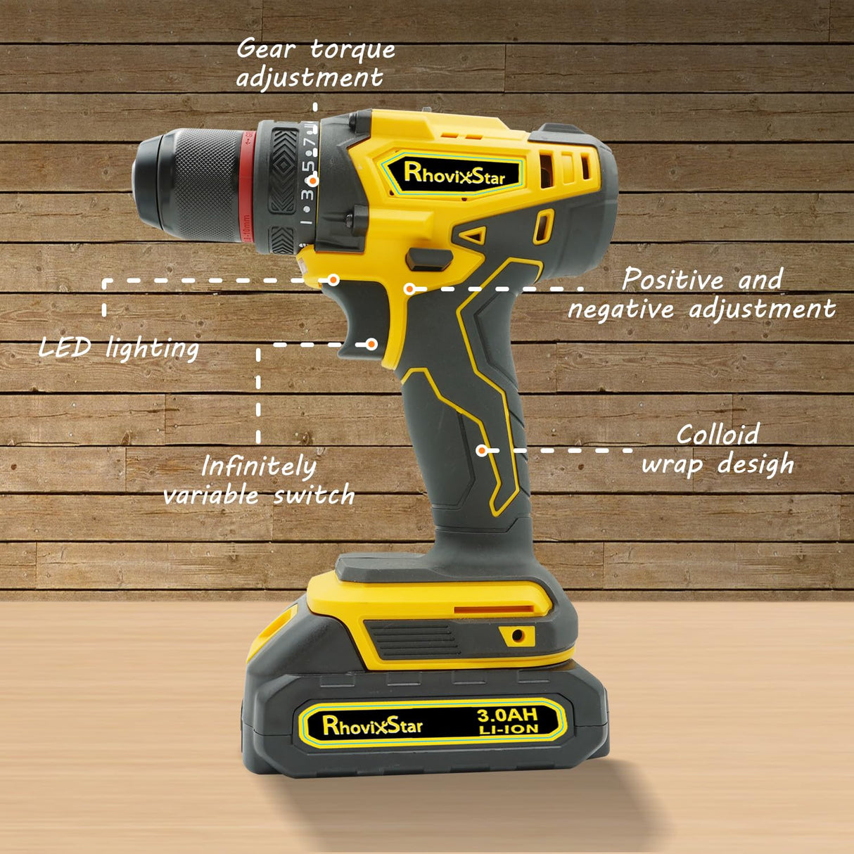 20V MAX Cordless Power Drill,Power Tool for Home,Variable Speed(Tool Only) RhovixStar