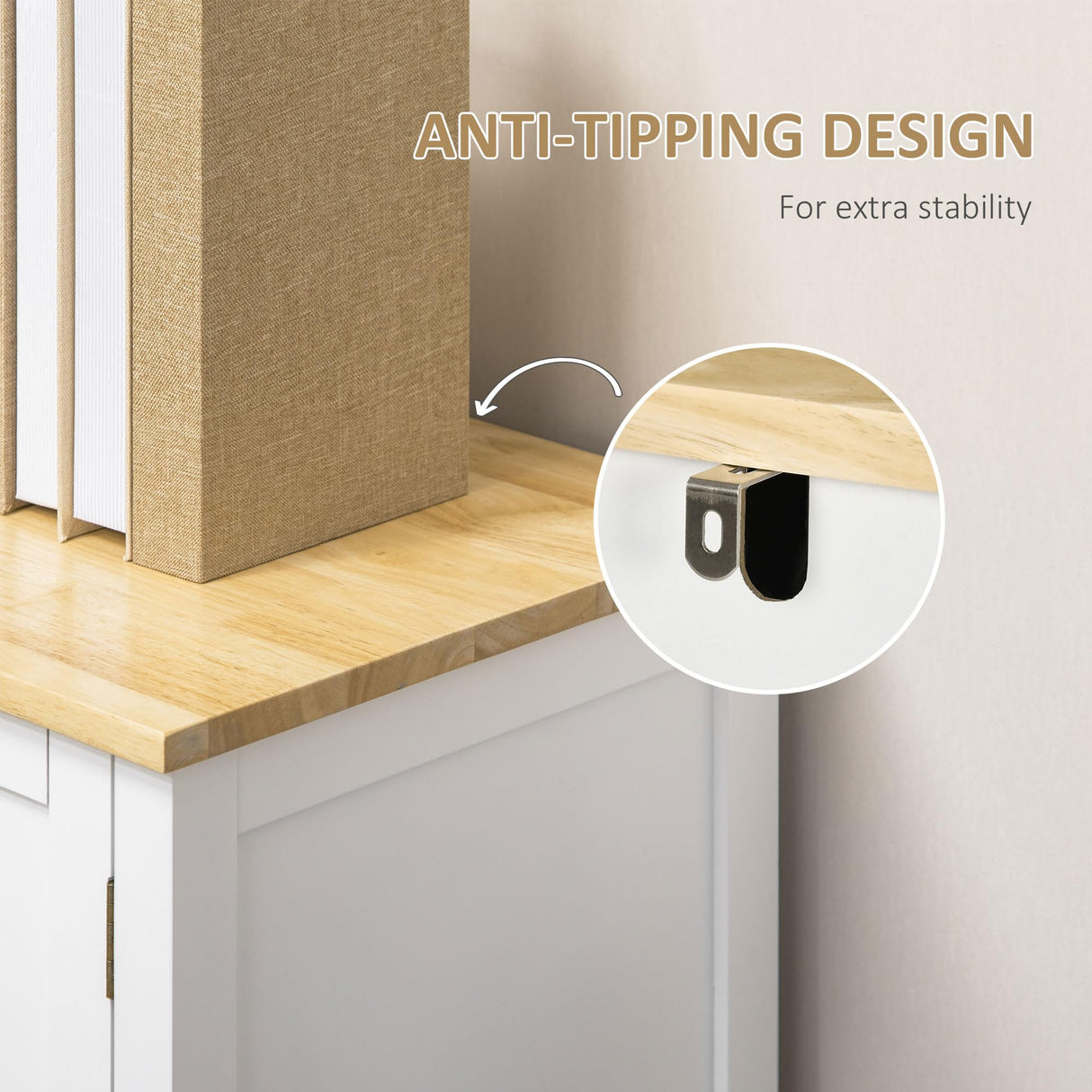 HOMCOM Sideboard Buffet Cabinet, Retro Kitchen Cabinet, Coffee Bar Cabinet with Rubber Wood Top, Drawers, Adjustable Shelves for Living Room, Entryway, White HOMCOM