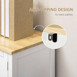 HOMCOM Sideboard Buffet Cabinet, Retro Kitchen Cabinet, Coffee Bar Cabinet with Rubber Wood Top, Drawers, Adjustable Shelves for Living Room, Entryway, White HOMCOM