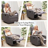 Jocisland Swivel Glider Rocking Recliner Chair for Adults, Nursery Rocker Reclining, Comfy Upholstered Single Sofa Armchair for Living Room Bedroom Nursing, Teddy Gray Jocisland