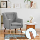 PrimeZone Mid-Century Modern Accent Chair - Comfy Corduroy Living Room Chair, Reading Chair with Button Tufted Design & Wing Back, Cozy Upholstered Armchair for Bedroom, Corner, Grey PrimeZone