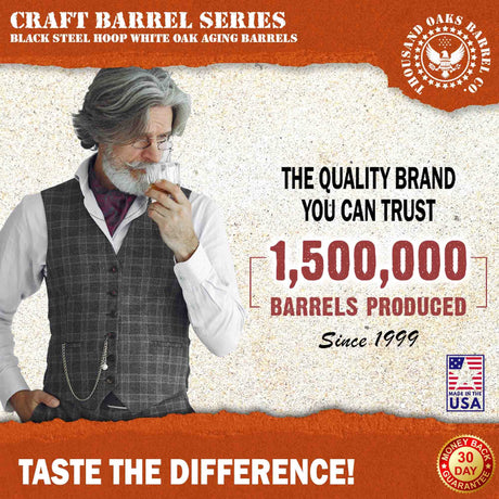 2 Liter Oak Aging Barrel with Wood Stand, Bung & Spigot - Mini Whiskey Barrels for The Home Alcohol Distiller, Brewer, Moonshiner & Winemaker - Age THOUSAND OAKS BARREL