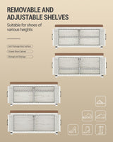 Hzuaneri Farmhouse Shoe Storage Bench, 2 Tier Shoe Bench with Padded Seat Cushion & 2 Barn Doors, Entryway Bench with Adjustable Shelf, Shoe Cabinet for Living Room, Bedroom, Antique White SB26614KA Hzuaneri