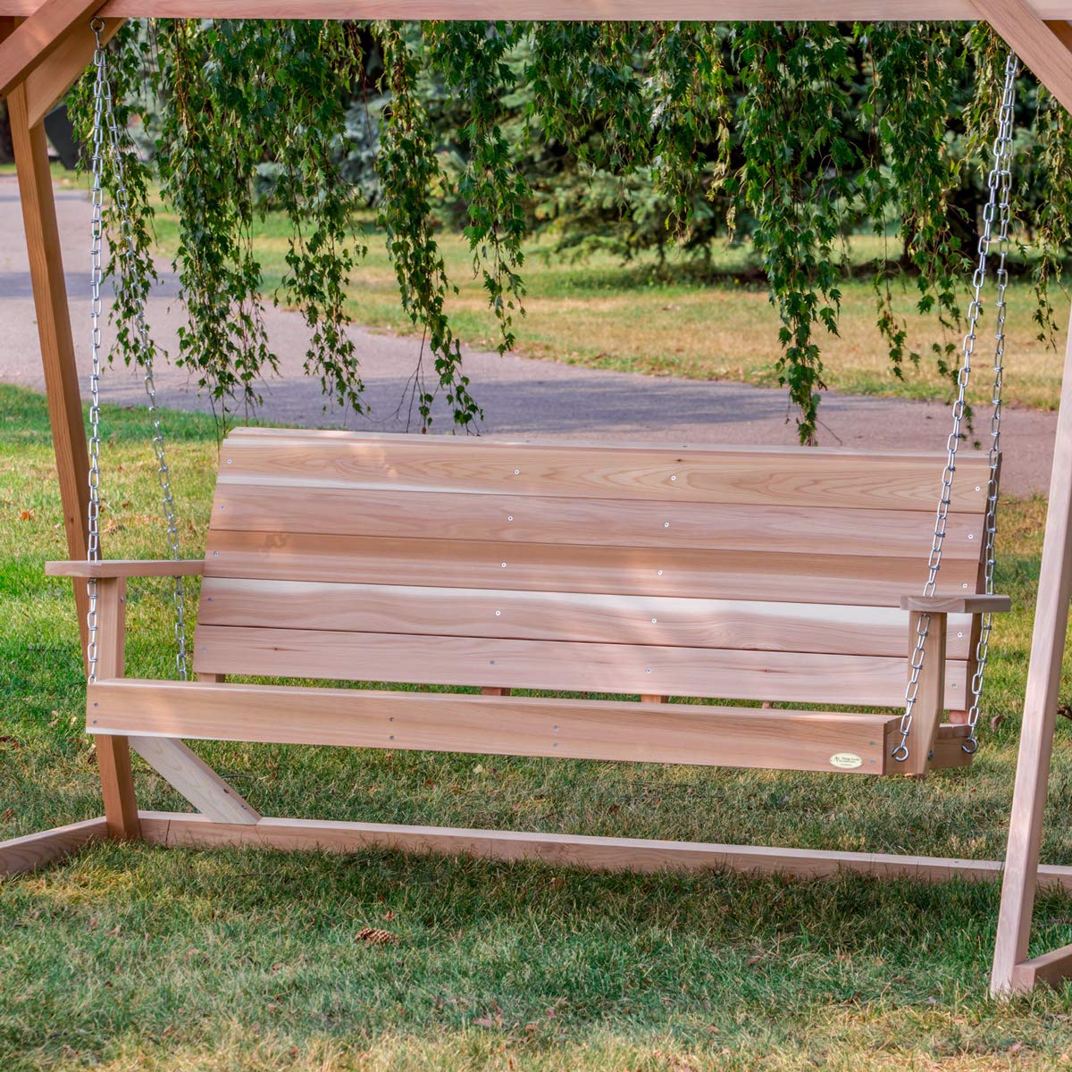 All Things Cedar PS60 Porch Swing | 5Ft Outdoor Furniture & Patio Swing | Handcrafted Western Red Cedar | Comfort Springs, Easy Assembly, Sustainable Outdoor Bench 68.5x23x24