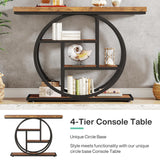 Tribesigns 41.3" Console Table, Industrial 4-Tier Sofa Table Entryway Table with Circle Base, Narrow Wood Accent Tables with Storage Shelves for Living Room, Hallway, Foyer, Rustic Brown Tribesigns