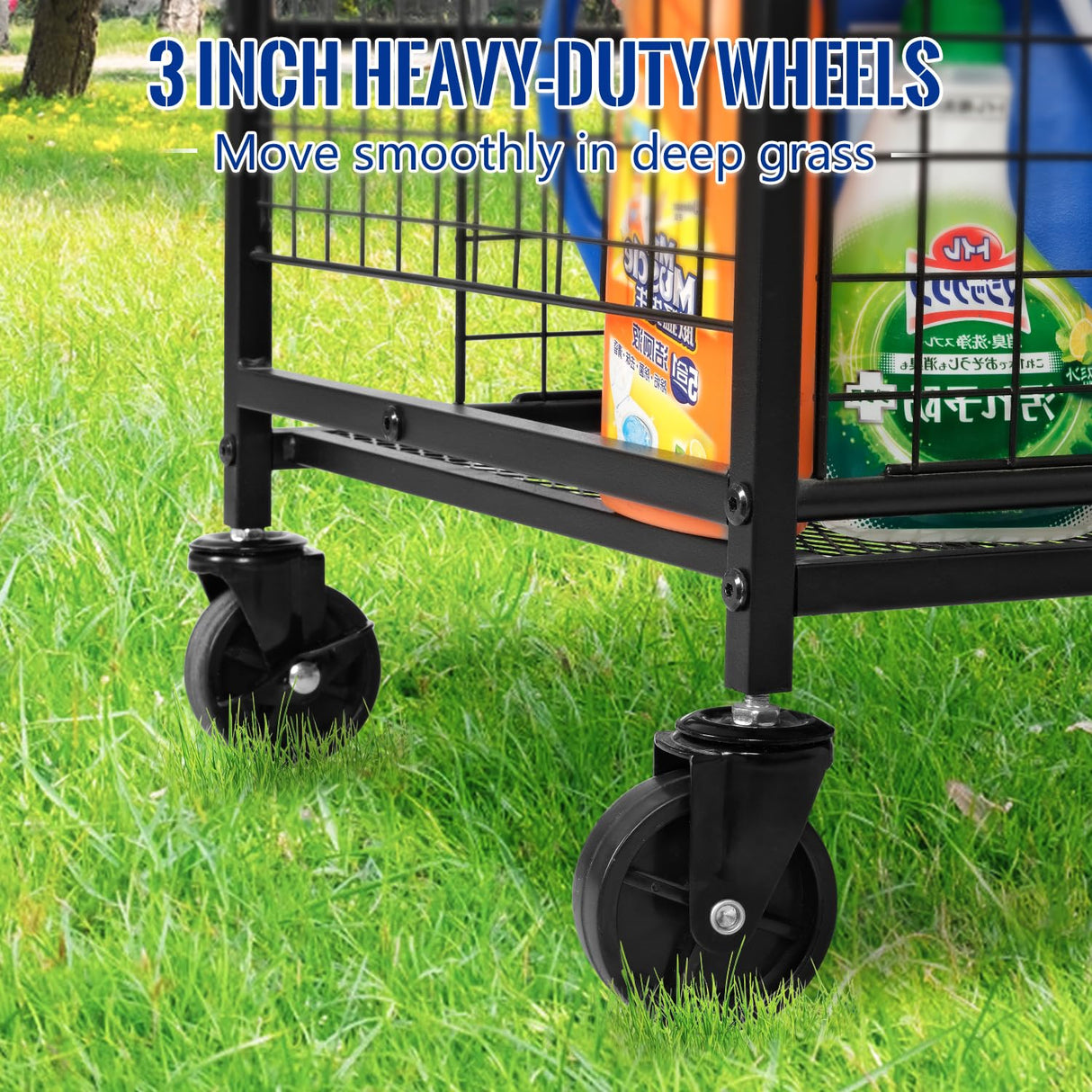 Mythinglogic Garden Tool Organizer for Garage, Yard Tool Rack with Wheels, Garage Organizers and Storage Holder for Yard Tools (Deluxe Tower) Mythinglogic