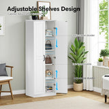 NewBeth 71" Tall Pantry Cabinet/Storage Cabinet, Wood Cupboard with 2 Door and 3 Adjustable Shelves for Kitchen, Dining Room, Living Room, Bathroom (Style 2) NewBeth