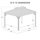 Kozyard 10'x12' Hardtop Gazebo - Permanent Metal Pavilion with Netting Shaded Curtains for Patio, Backyard, and Deck - Galvanized Steel Outdoor Aluminum Canopy, Double Roof Gazebo (Dark Brown) Kozyard