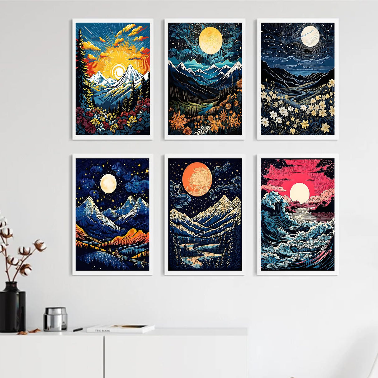 ECBEITF 6 Packs Diamond Painting Abstract Landscapes 11.8x15.7 Inch, DIY 5D Full Round Drill Diamond Art Painting Kits for Adults Beginners Home Wall Decor ECBEITF