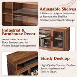 WLIVE TV Stand up to 65 Inch TV, 58" Entertainment Center with LED Lights, Farmhouse TV Media Console with Storage Cabinets, Adjustable Shelves for Living Room, Rustic Brown WLIVE