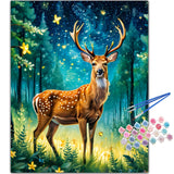 TOCARE Deer Paint by Numbers Kit for Adults,Starry Night Deer Adult Paint by Numbers Canvas,Adults' Paint-by-Number Kits for Animals Lovers 16x20inch (Without Framed) TOCARE