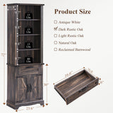 RedLemon 72" Tall Dark Rustic Oak Bookshelf with Storage Cabinet and Adjustable Shelves RedLemon